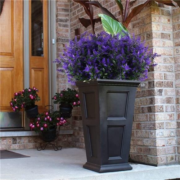 8 Bundles Greenery Lavender Fake Shrubs Flowers UV Resistant Planter - Picture 2 of 6